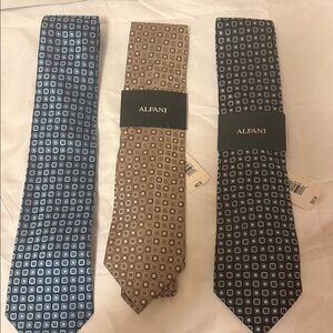 Alfani Men's Geometric Blue and Tan Ties